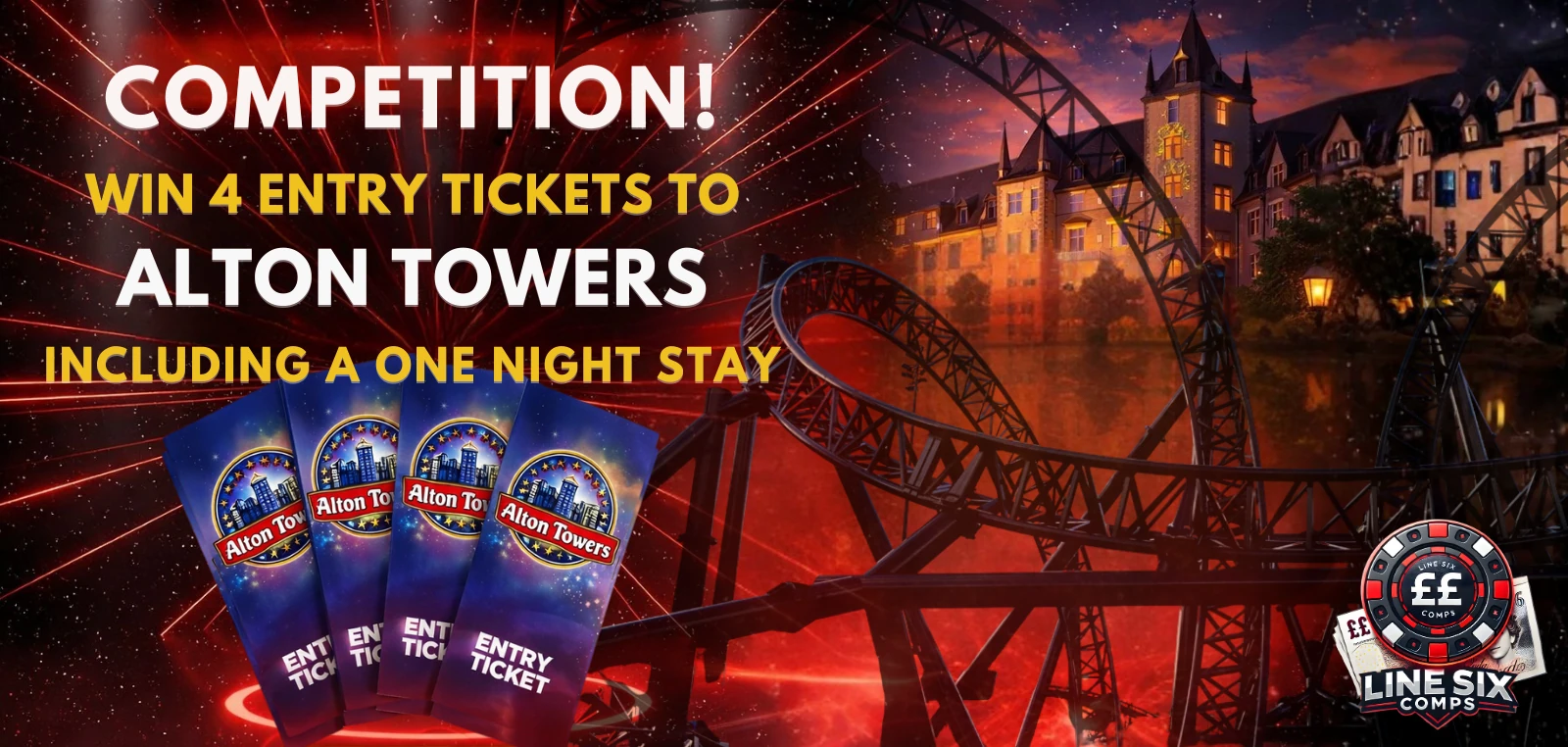 4 Tickets for Alton Towers including One Night Stay